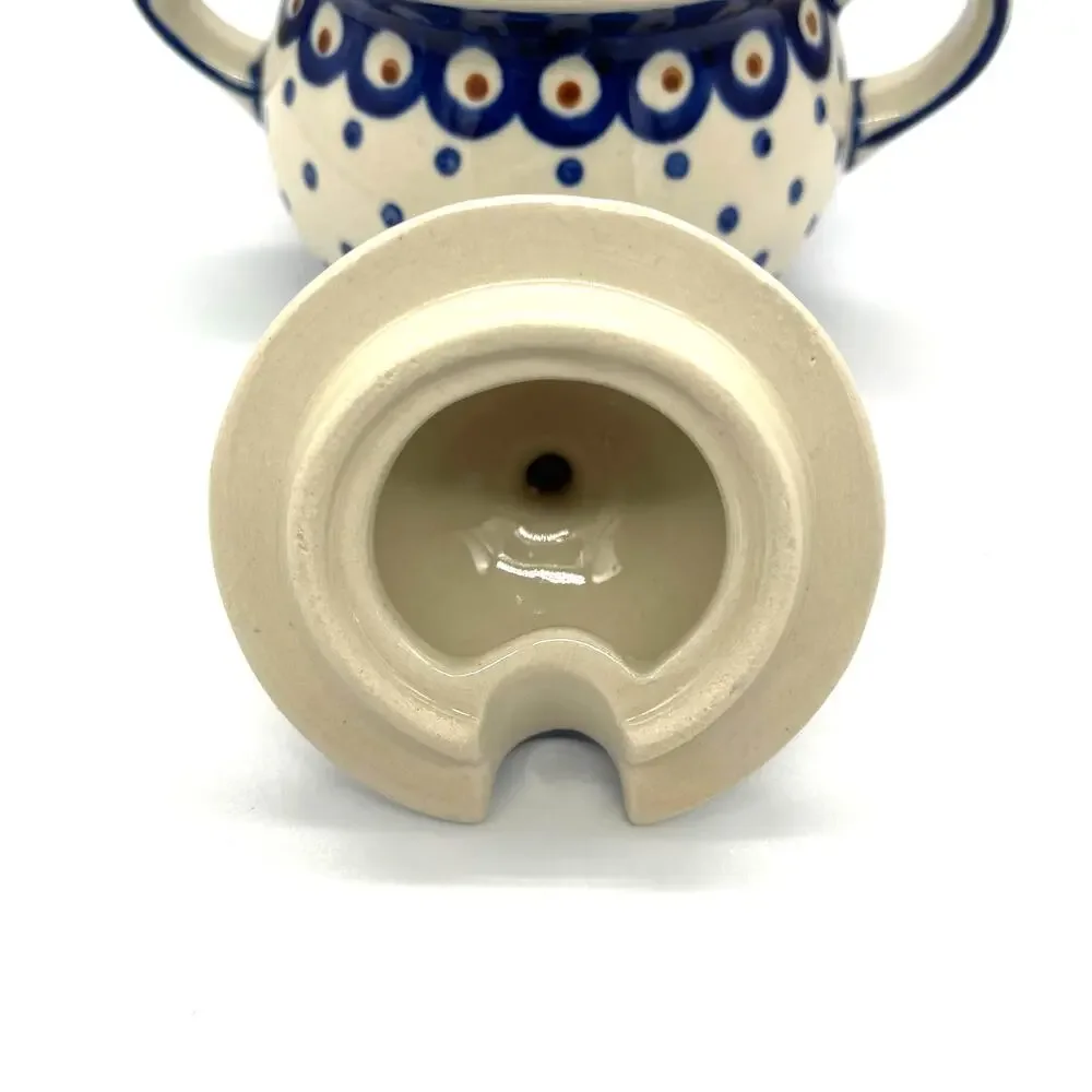 Boleslawiec Polish Pottery Sugar Bowl with Lid Hand Made Poland